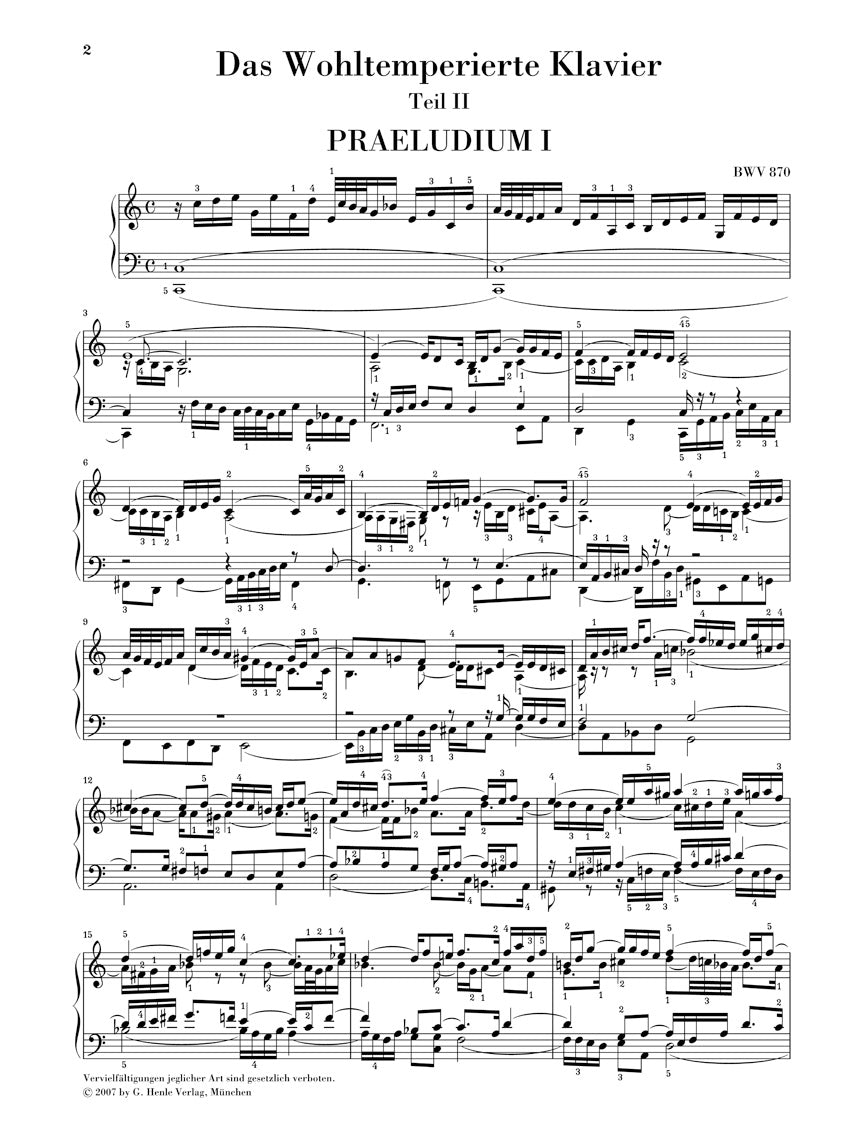 バッハ:平均律クラヴィーア曲集 第2巻 BWV870–893