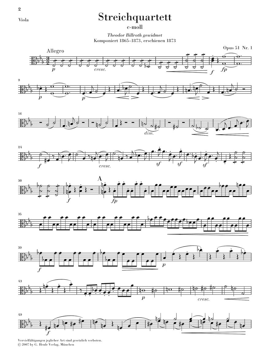 ブラームス:弦楽四重奏曲集 Op.51-1 ハ短調 & Op.51-2 イ短調