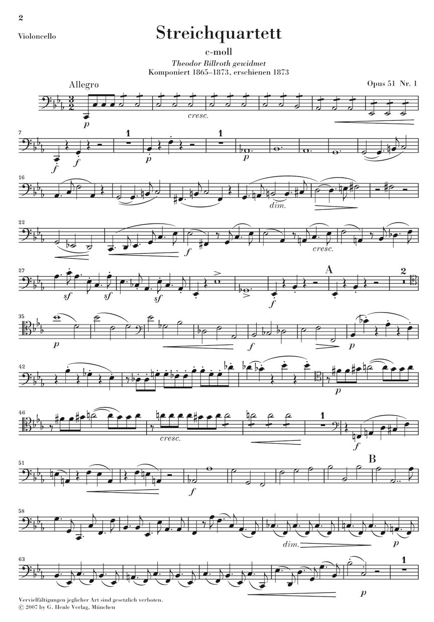 ブラームス:弦楽四重奏曲集 Op.51-1 ハ短調 & Op.51-2 イ短調