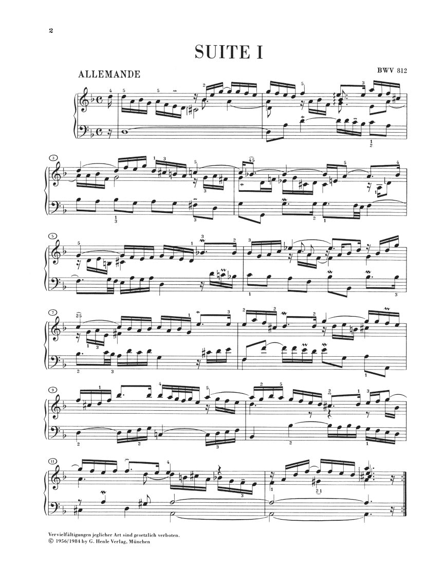 バッハ:フランス組曲 BWV 812 - 817 (旧版)