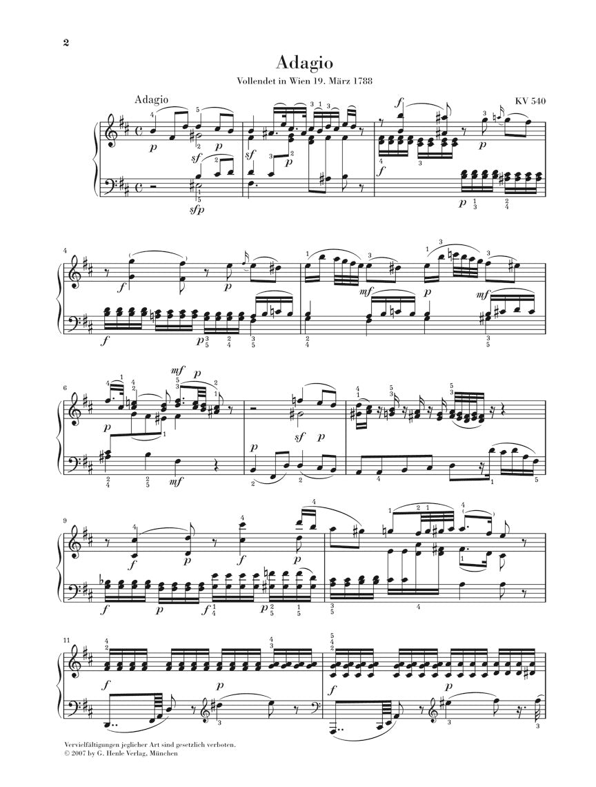 モーツァルト:アダージョ ロ短調 K.540