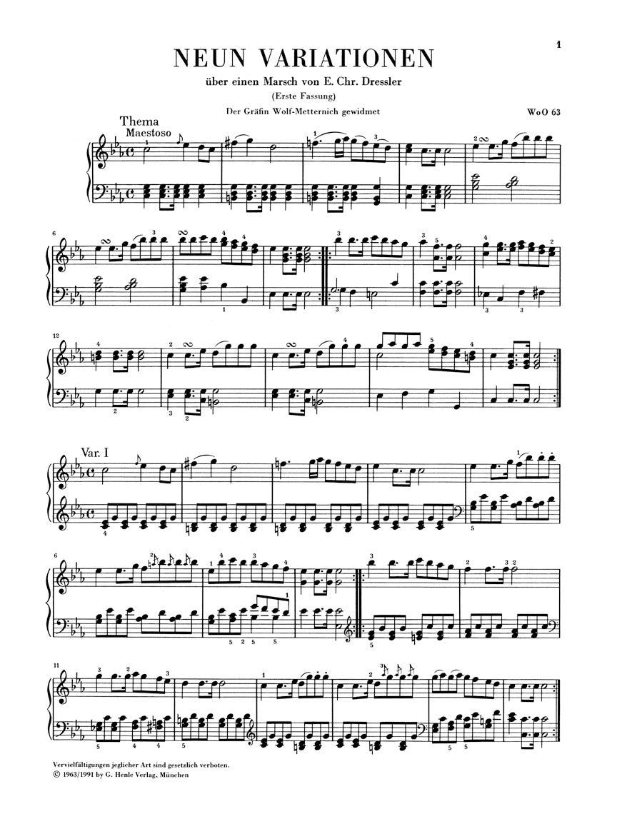 ベートーヴェン:ピアノのための変奏曲集 第1巻