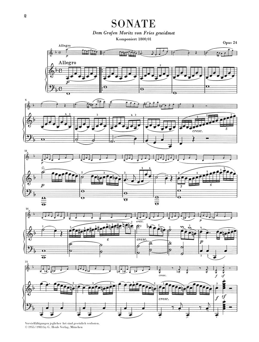 ベートーヴェン:ヴァイオリン・ソナタ 第5番 ヘ長調 op. 24 「春」