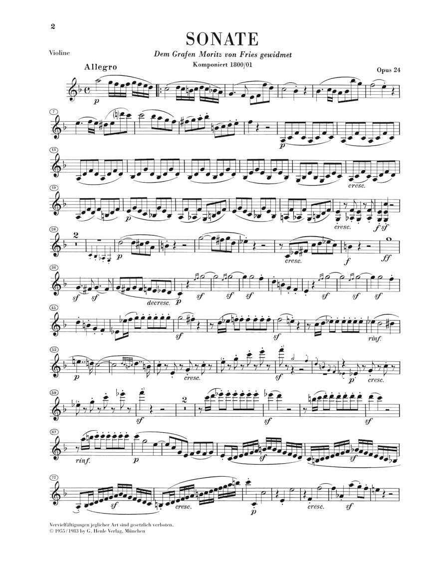 ベートーヴェン:ヴァイオリン・ソナタ 第5番 ヘ長調 op. 24 「春」