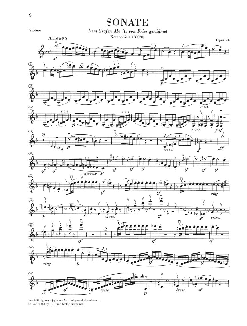 ベートーヴェン:ヴァイオリン・ソナタ 第5番 ヘ長調 op. 24 「春」