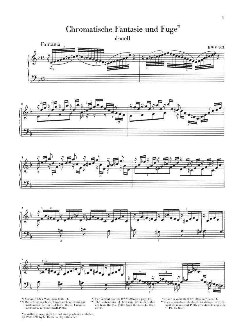 バッハ:半音階的幻想曲とフーガ ニ短調 BWV 903