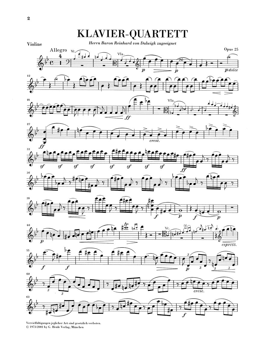 ブラームス:ピアノ四重奏曲 第1番 ト短調 op. 25