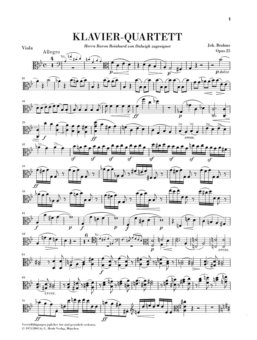 ブラームス:ピアノ四重奏曲 第1番 ト短調 op. 25