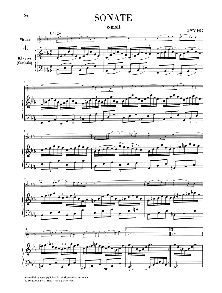 バッハ:ヴァイオリン・ソナタ集 No.4 - 6 BWV 1017 - 1019
