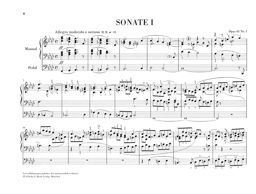 メンデルスゾーン:オルガン・ソナタ Op.65