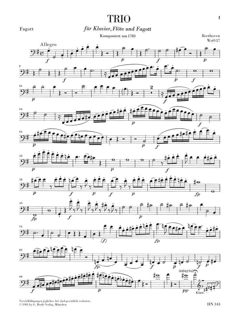 ベートーヴェン:フルート三重奏曲 ト長調 WoO 37