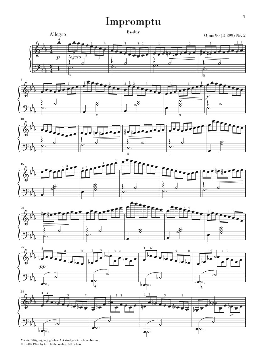 シューベルト:即興曲 変ホ長調 D 899 - op. 90 Nr. 2