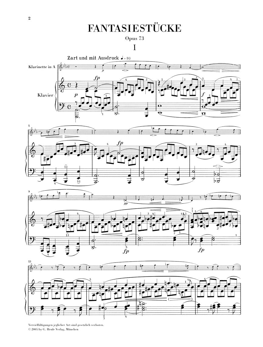 シューマン:幻想小曲集 op. 73