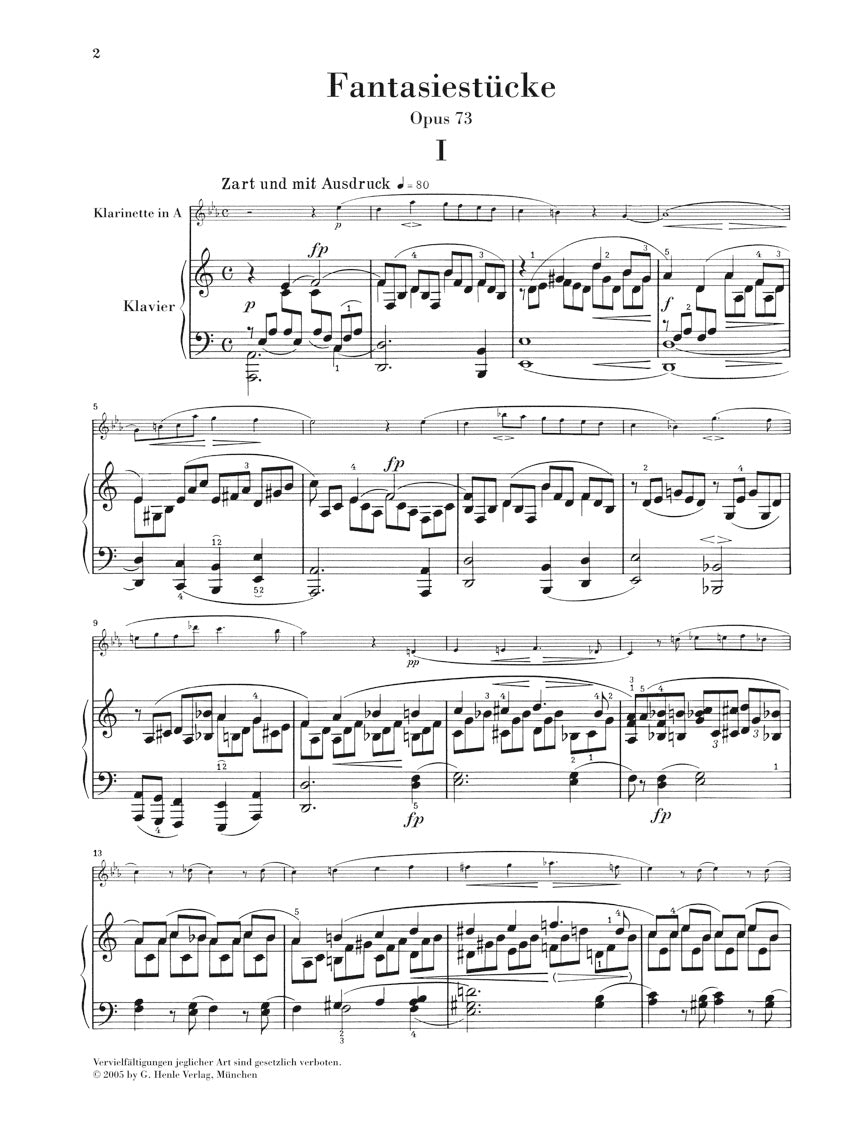 シューマン:幻想小曲集 op. 73