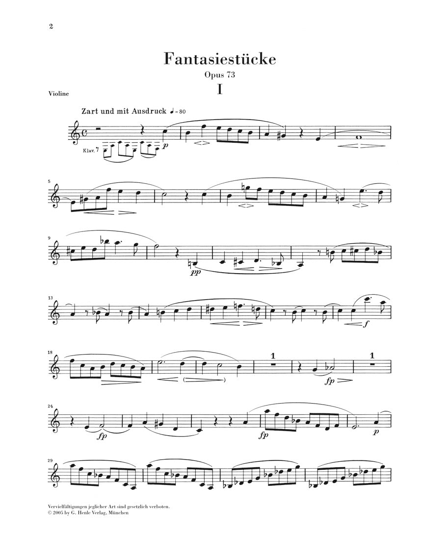 シューマン:幻想小曲集 op. 73