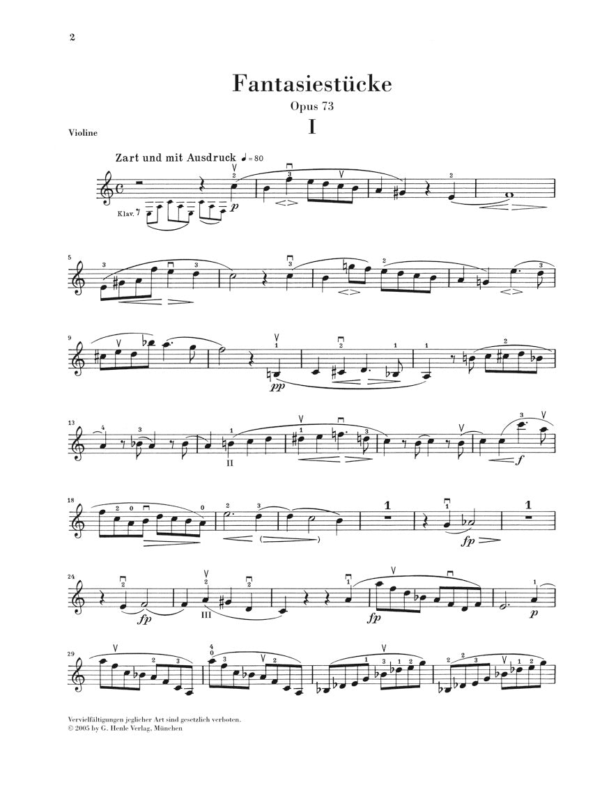 シューマン:幻想小曲集 op. 73