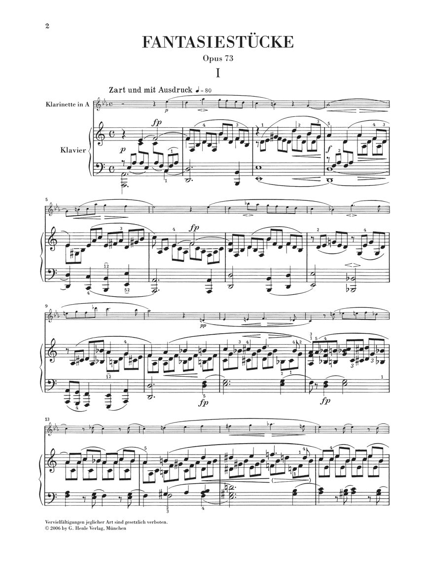 シューマン:幻想小曲集 op. 73