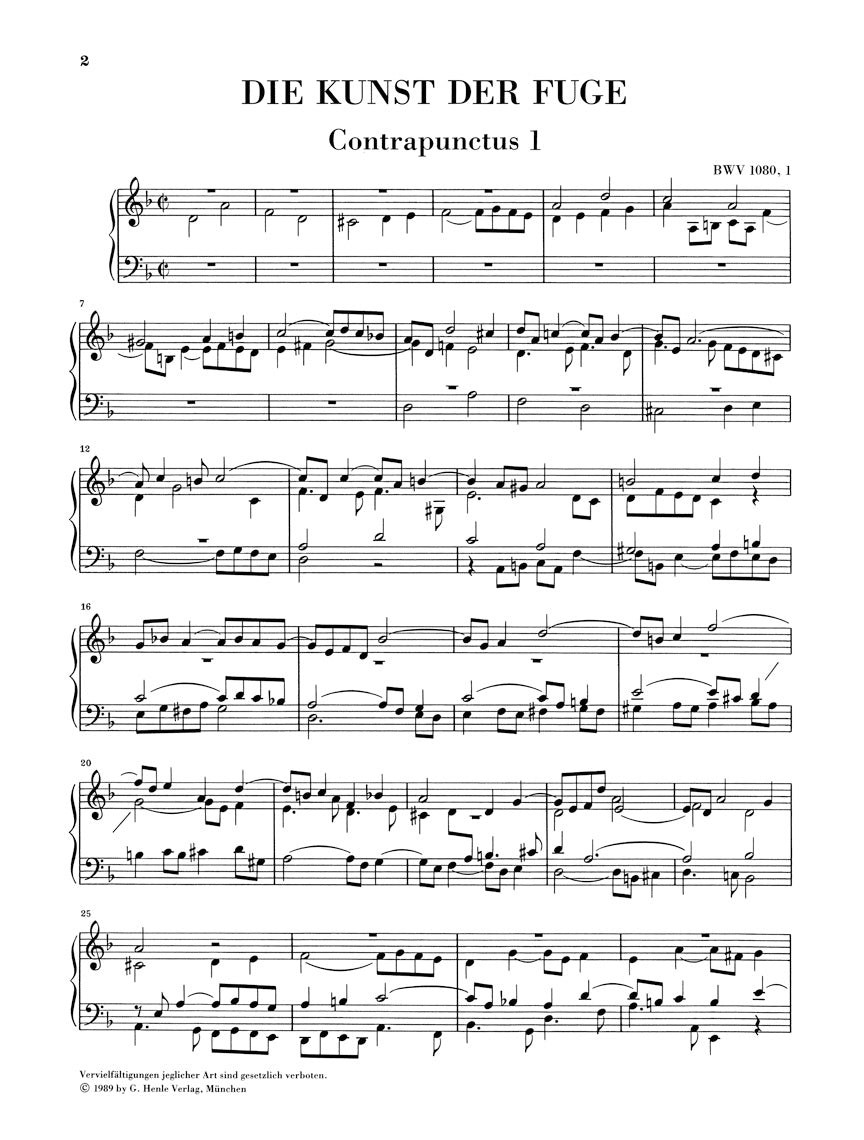 バッハ:フーガの技法 BWV 1080