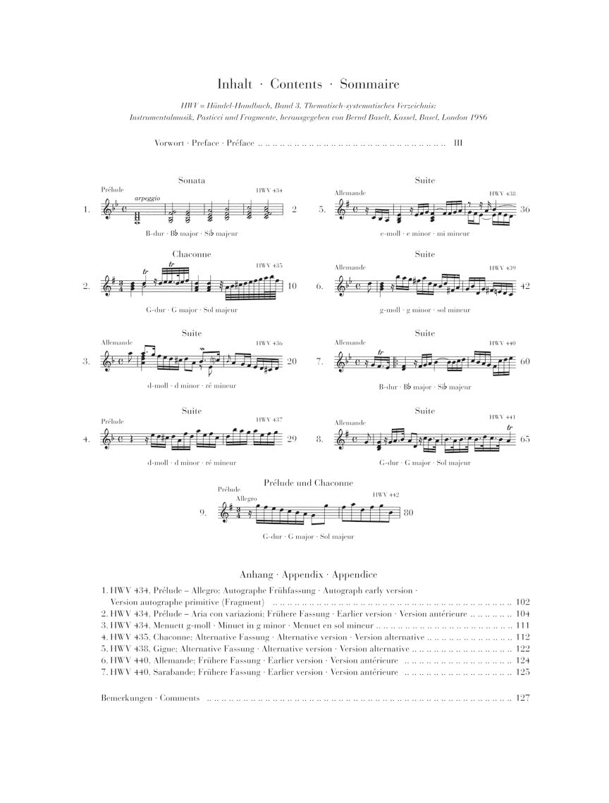 ヘンデル:クラヴィーアのための組曲と小品 HWV 434 - 442