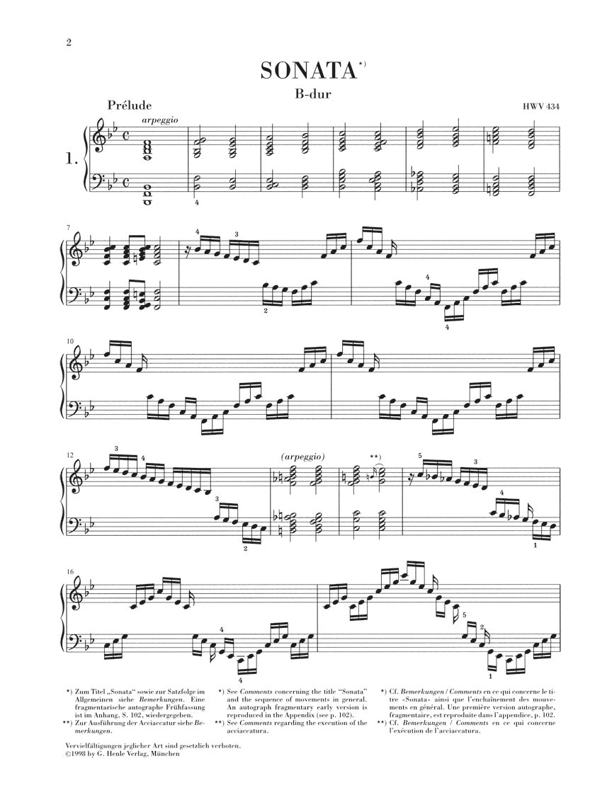 ヘンデル:クラヴィーアのための組曲と小品 HWV 434 - 442