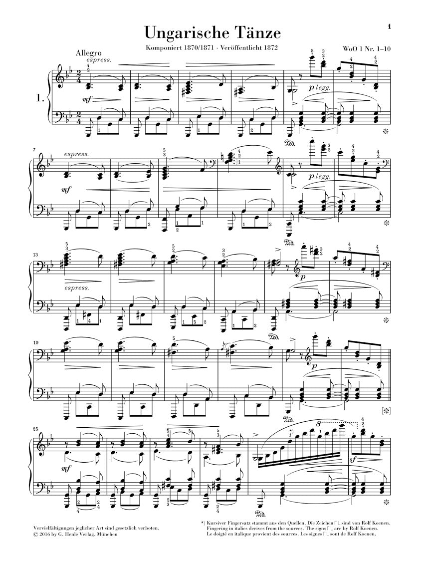 ブラームス:ハンガリー舞曲集 第1番 - 第10番