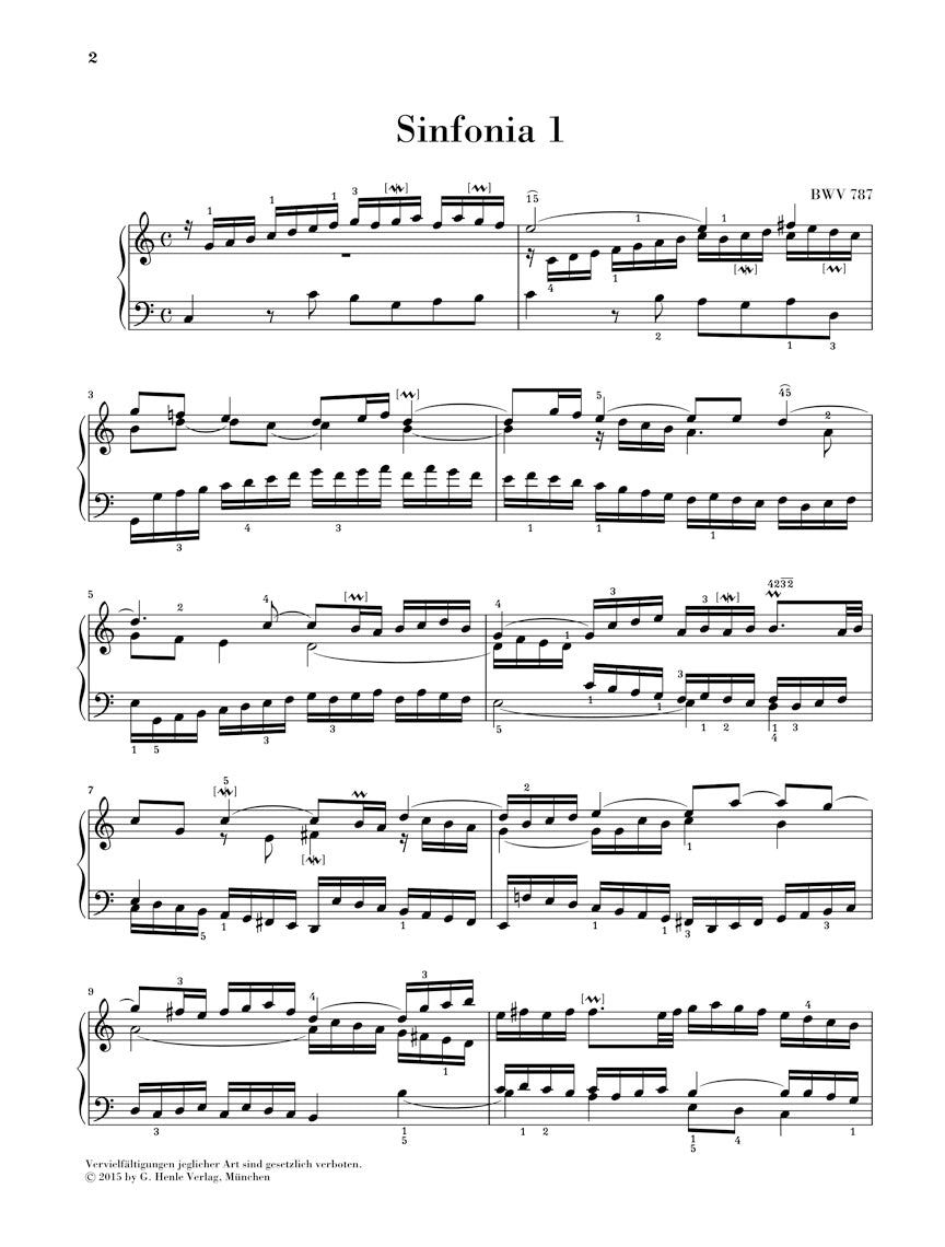 バッハ:シンフォニア(三声のインヴェンション) BWV 787 - 801