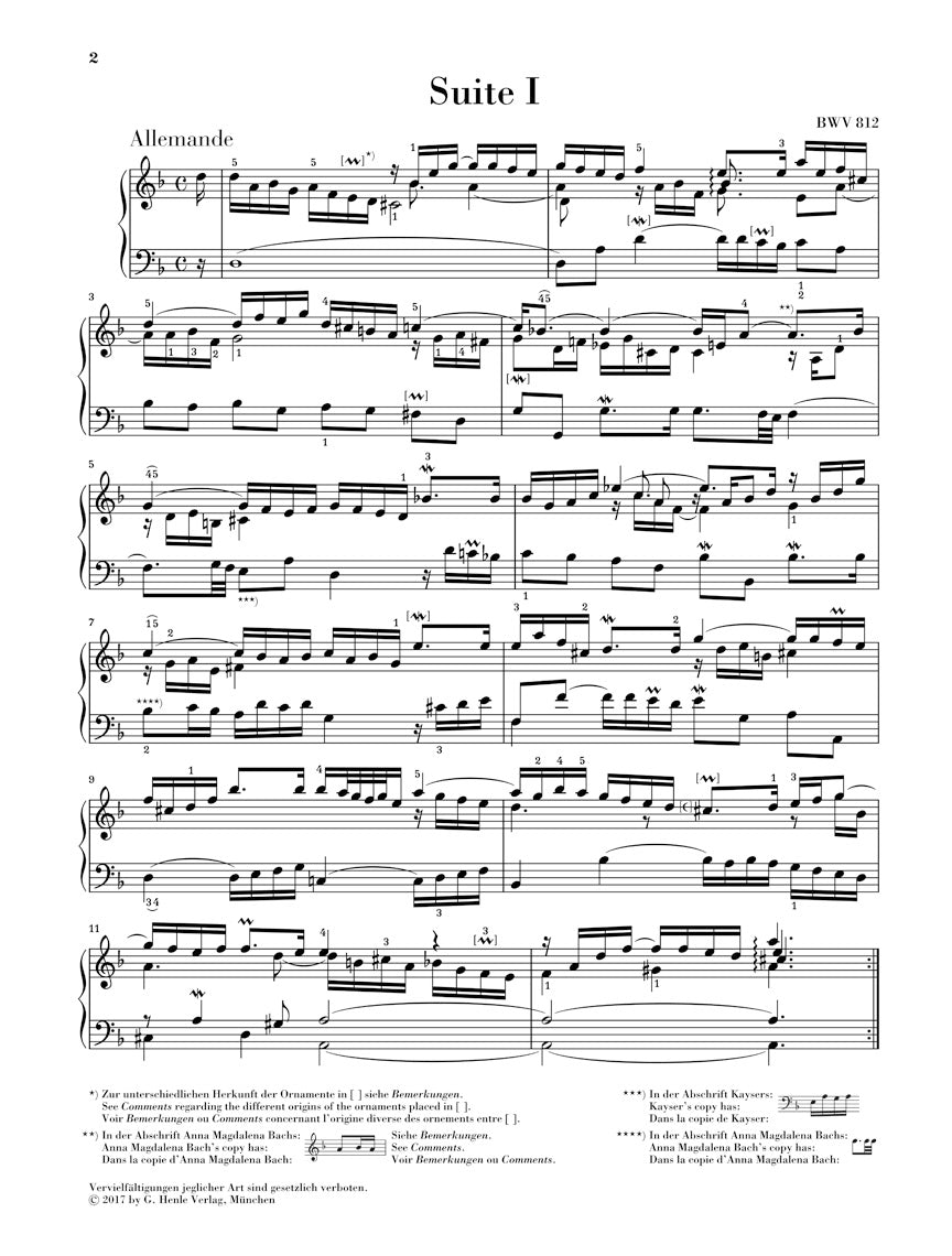 バッハ:フランス組曲 BWV 812 - 817