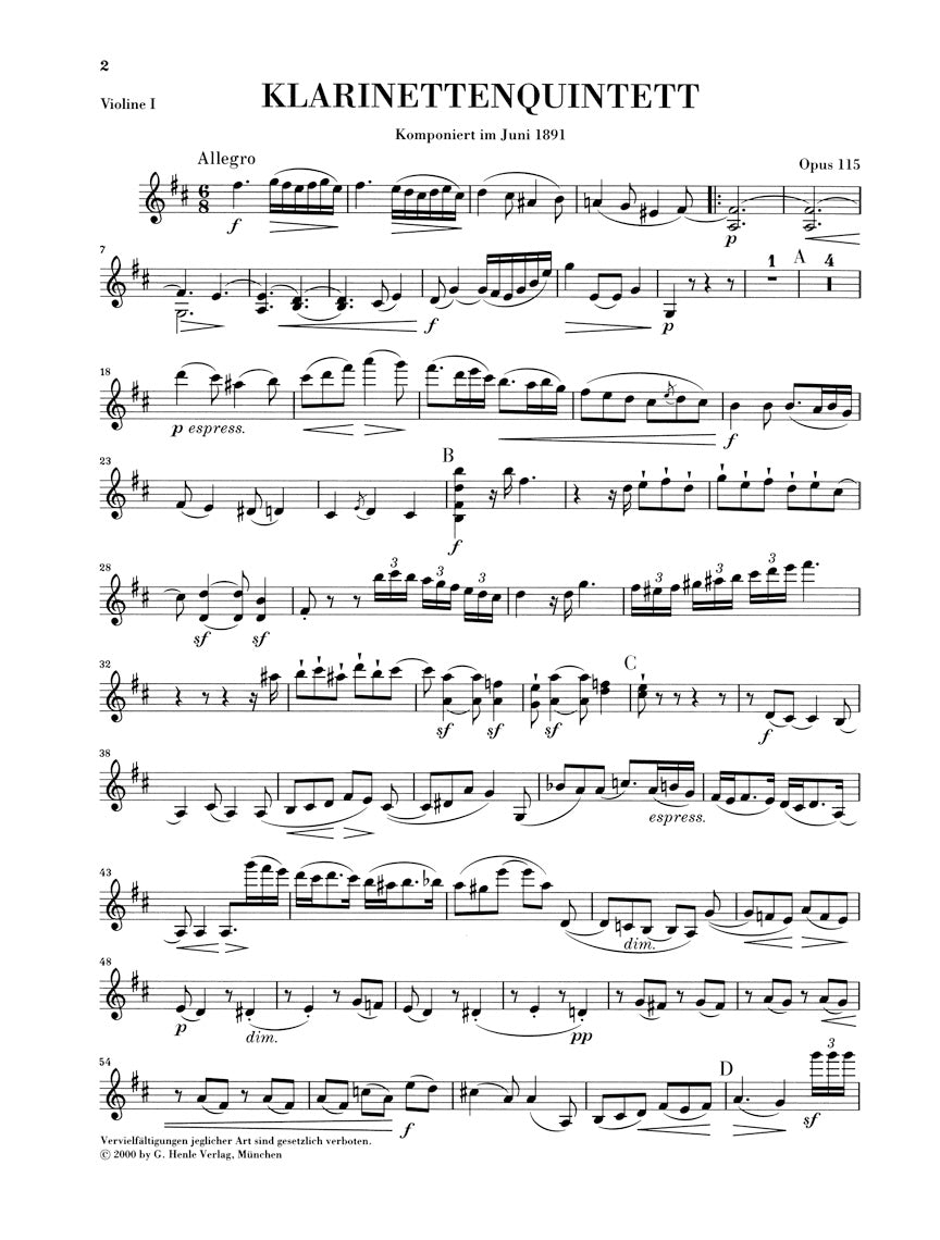 ブラームス:クラリネット五重奏曲 ロ短調 op. 115