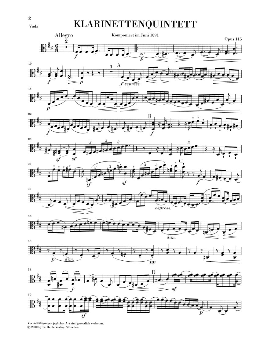 ブラームス:クラリネット五重奏曲 ロ短調 op. 115