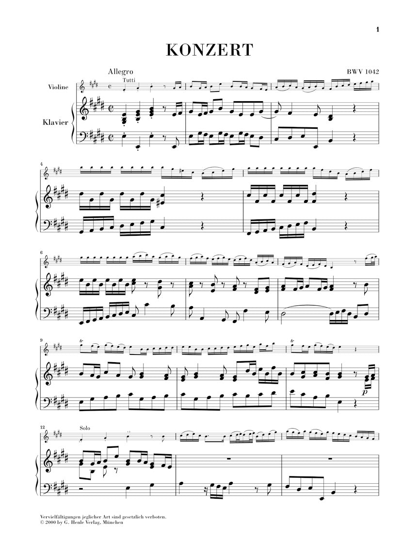 バッハ:ヴァイオリン協奏曲 第2番 ホ長調 BWV 1042