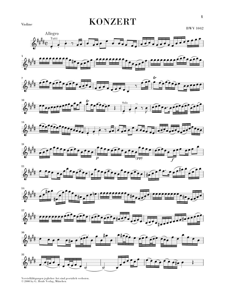 バッハ:ヴァイオリン協奏曲 第2番 ホ長調 BWV 1042