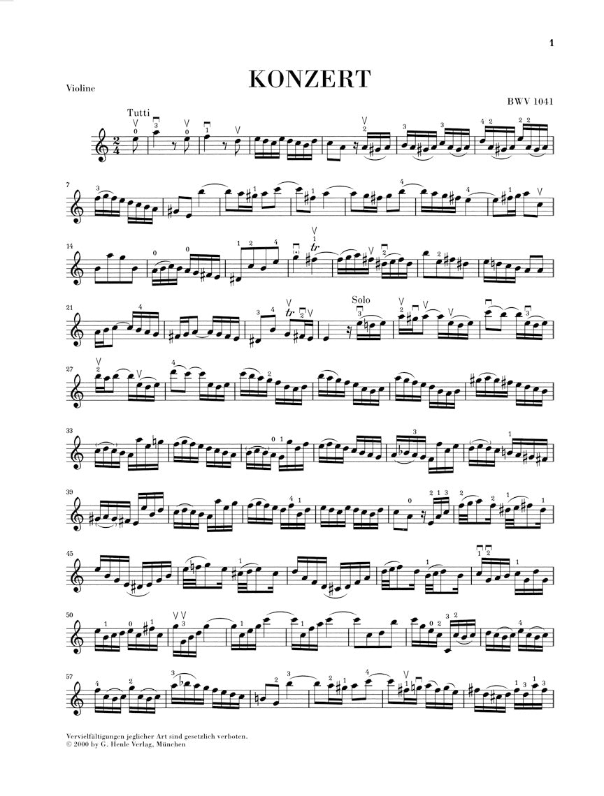 バッハ:ヴァイオリン協奏曲 第1番 イ短調 BWV 1041