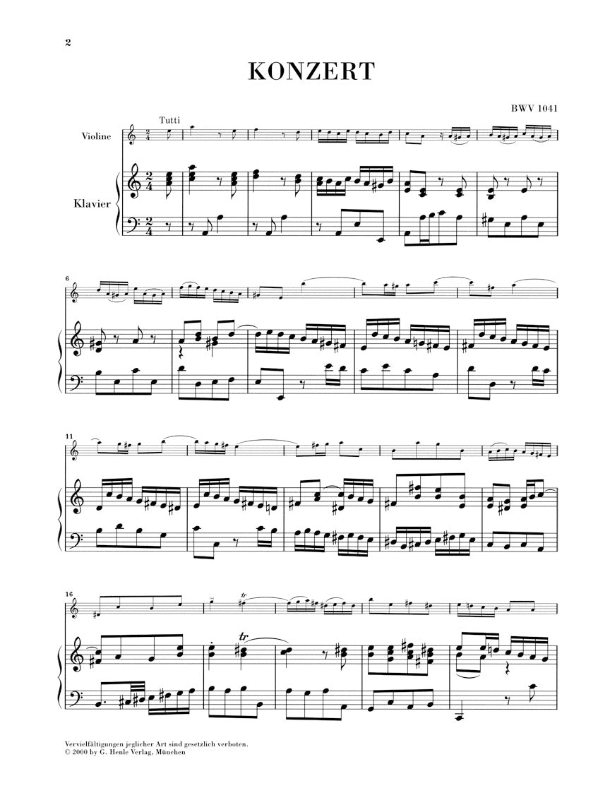 バッハ:ヴァイオリン協奏曲 第1番 イ短調 BWV 1041