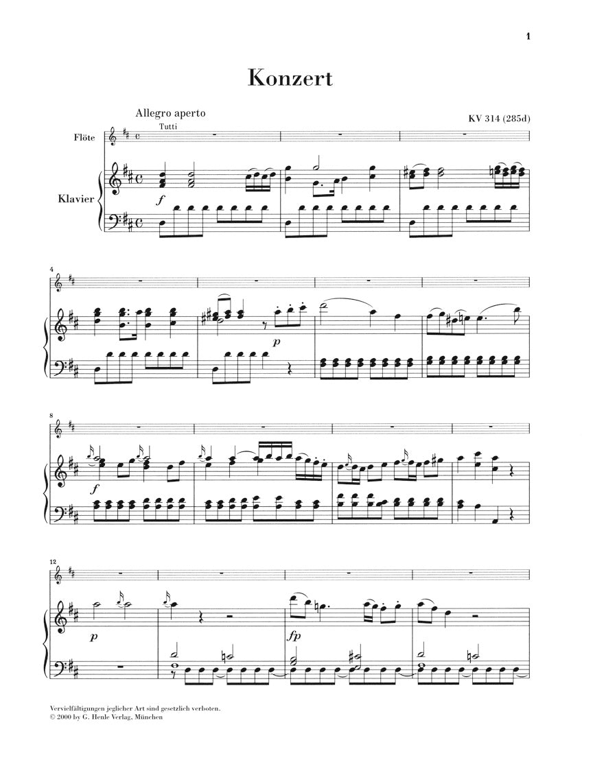 モーツァルト:フルート協奏曲 第2番 ニ長調 KV 314