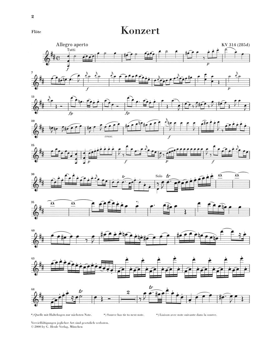 モーツァルト:フルート協奏曲 第2番 ニ長調 KV 314