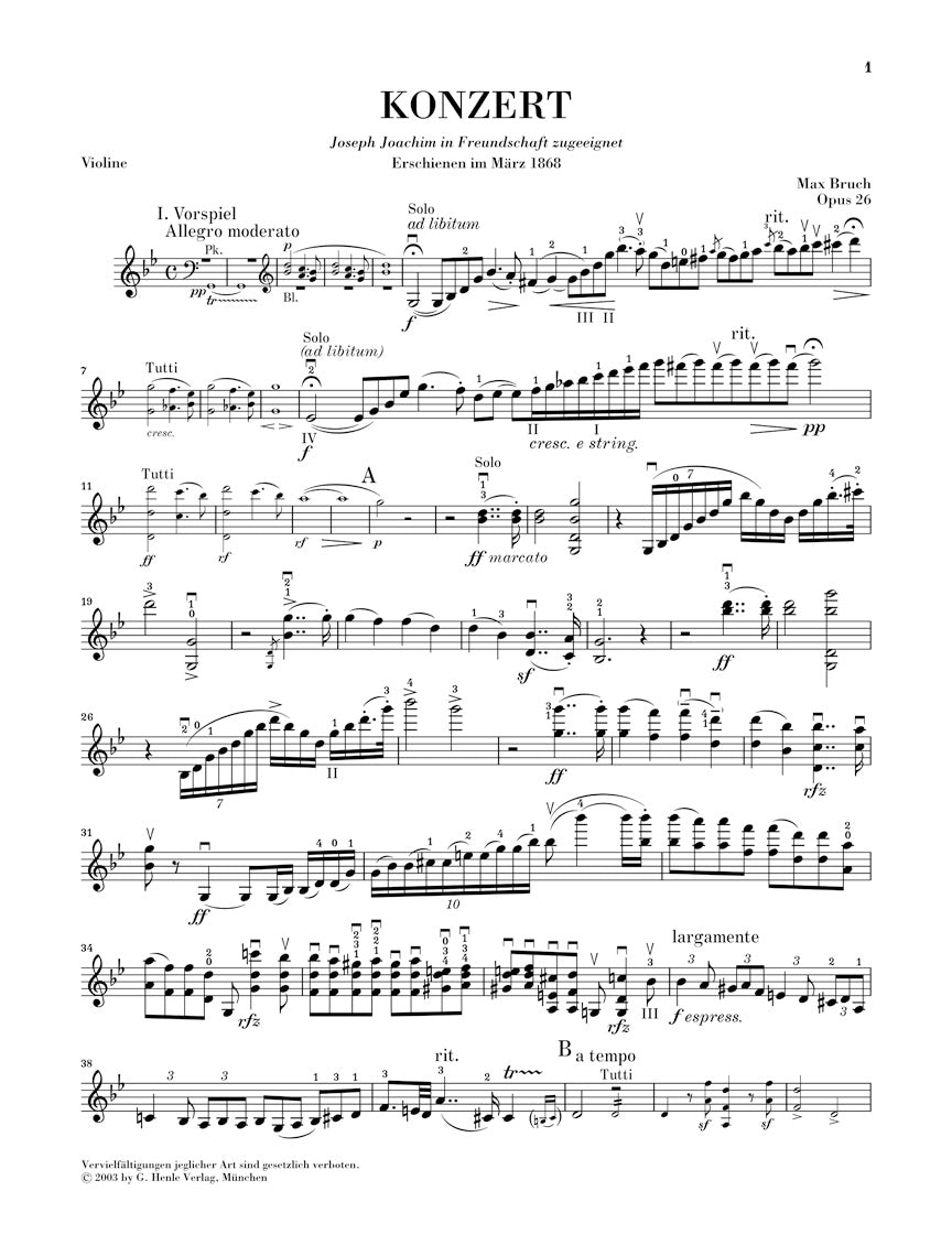 ブルッフ:ヴァイオリン協奏曲 第1番 ト短調 op. 26