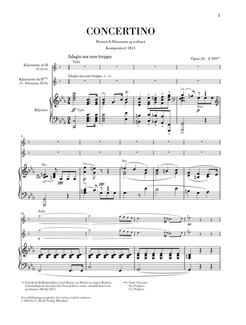 ウェーバー:小協奏曲(コンチェルティーノ)変ホ長調 Op.26