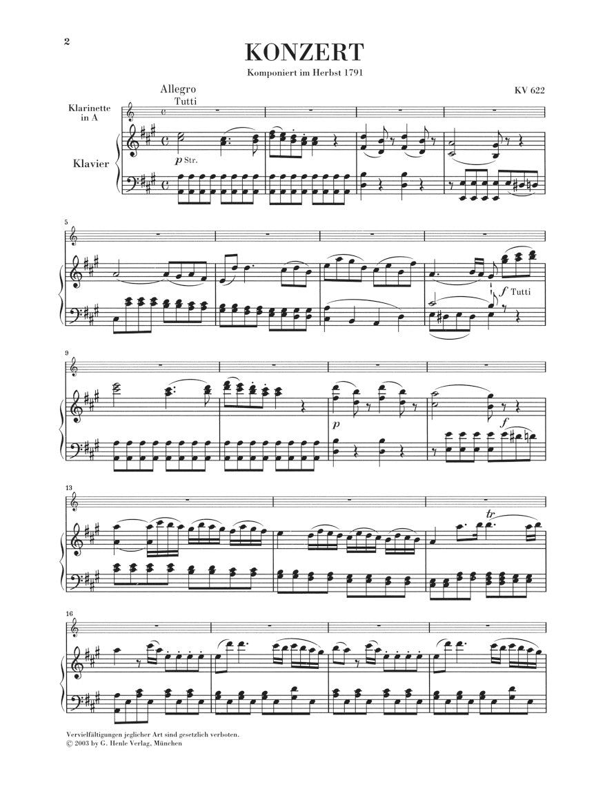 モーツァルト:クラリネット協奏曲 イ長調 KV 622