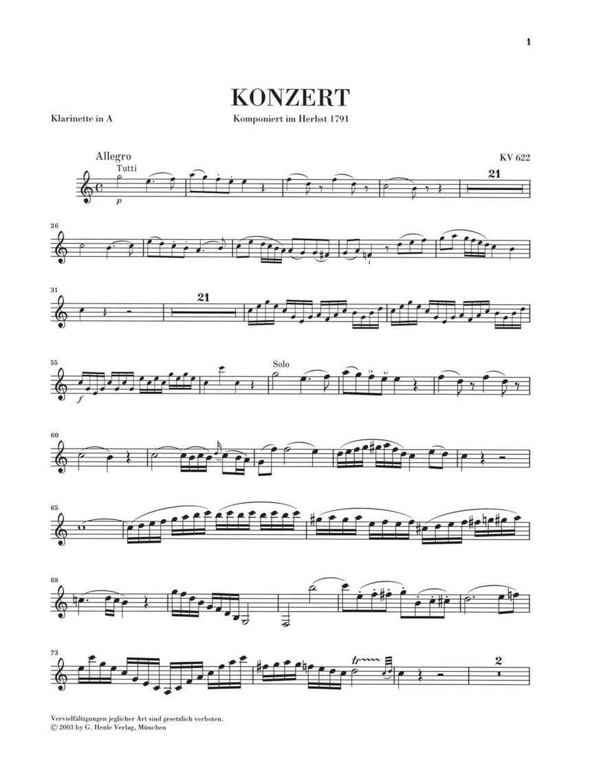 モーツァルト:クラリネット協奏曲 イ長調 KV 622