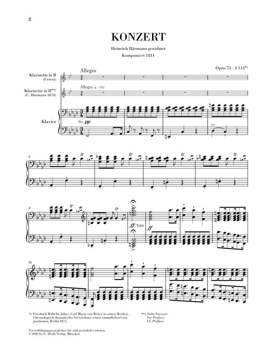 ウェーバー:クラリネット協奏曲 第1番 ヘ短調 op. 73