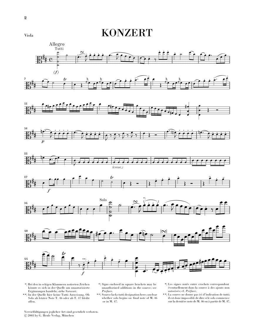 ホフマイスター:ヴィオラ協奏曲 二長調