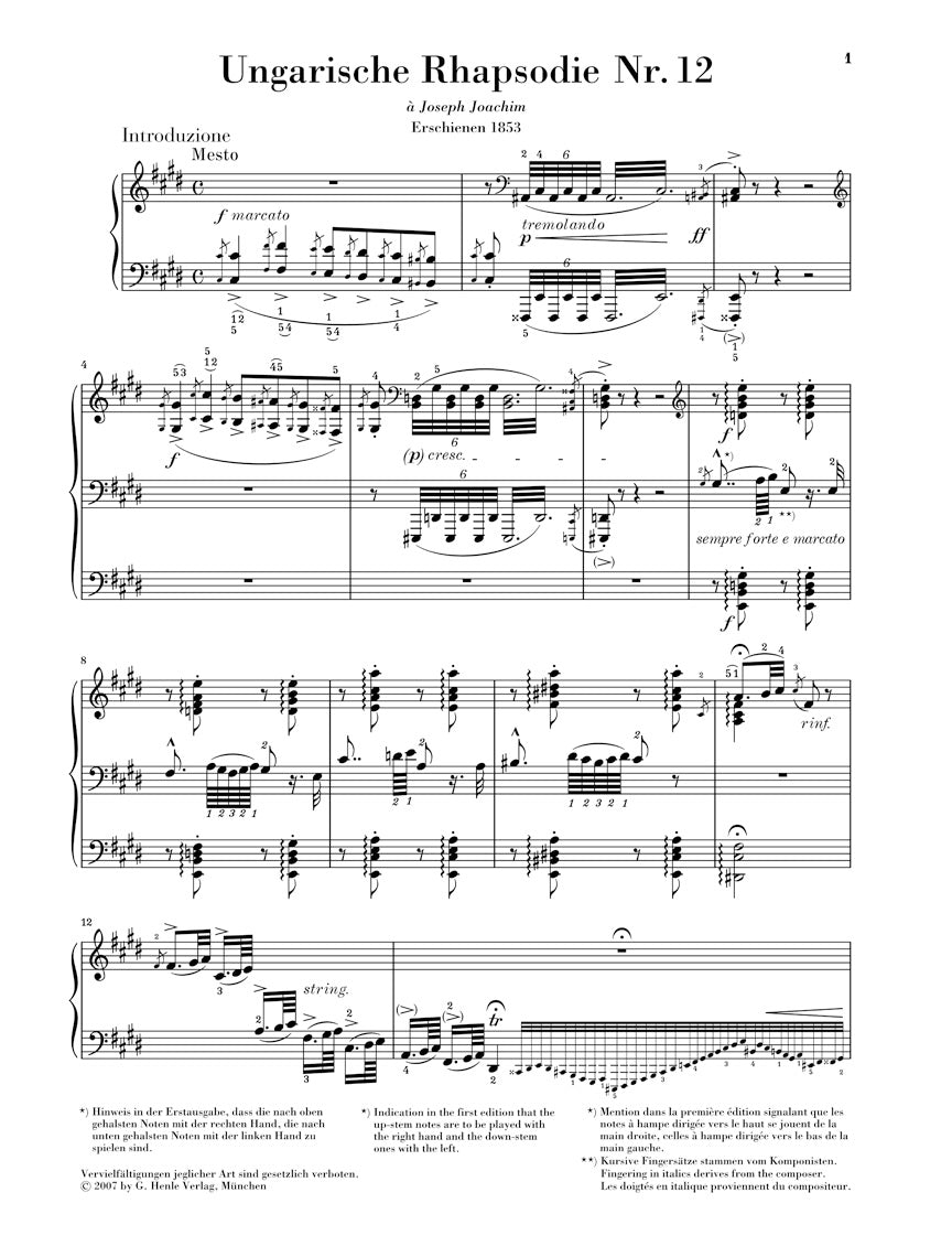 リスト:ハンガリー狂詩曲 第12番