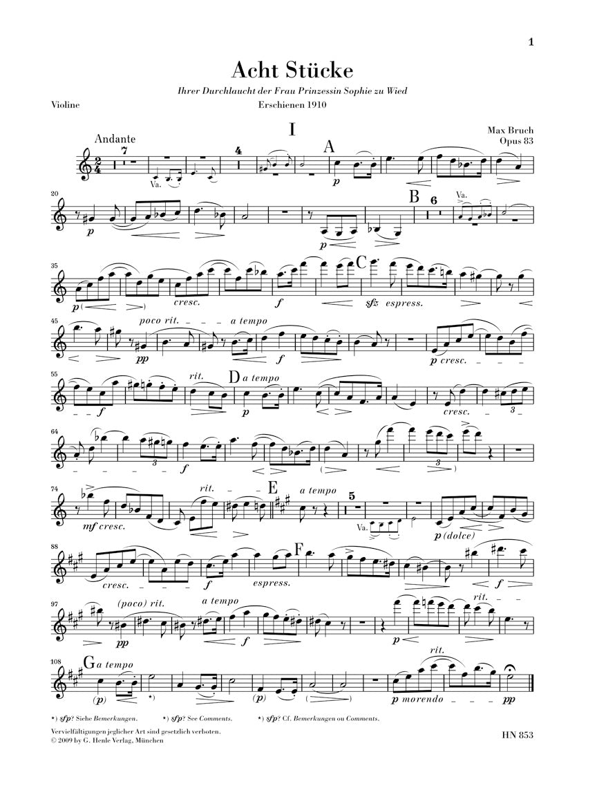 ブルッフ:8つの小品 op. 83