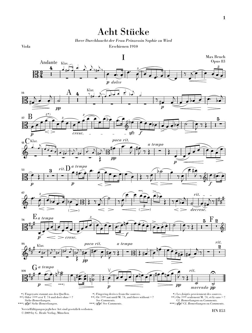 ブルッフ:8つの小品 op. 83