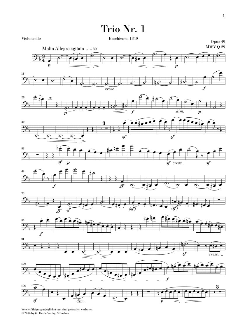 メンデルスゾーン:ピアノ三重奏曲 第1番 op. 49 , 第2番 op. 66