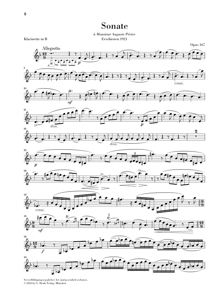 サン=サーンス:クラリネット・ソナタ op. 167