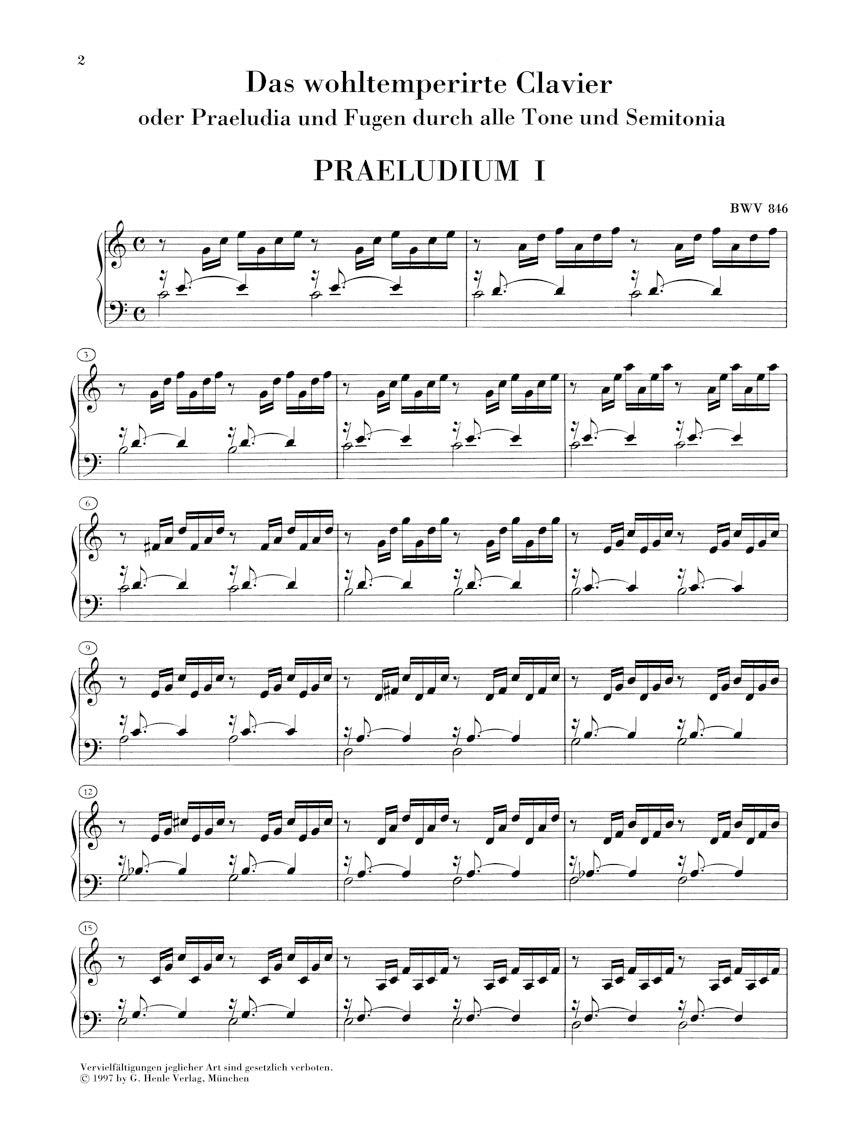 バッハ:平均律クラヴィーア曲集 第1巻 BWV 846 - 869(運指なし)