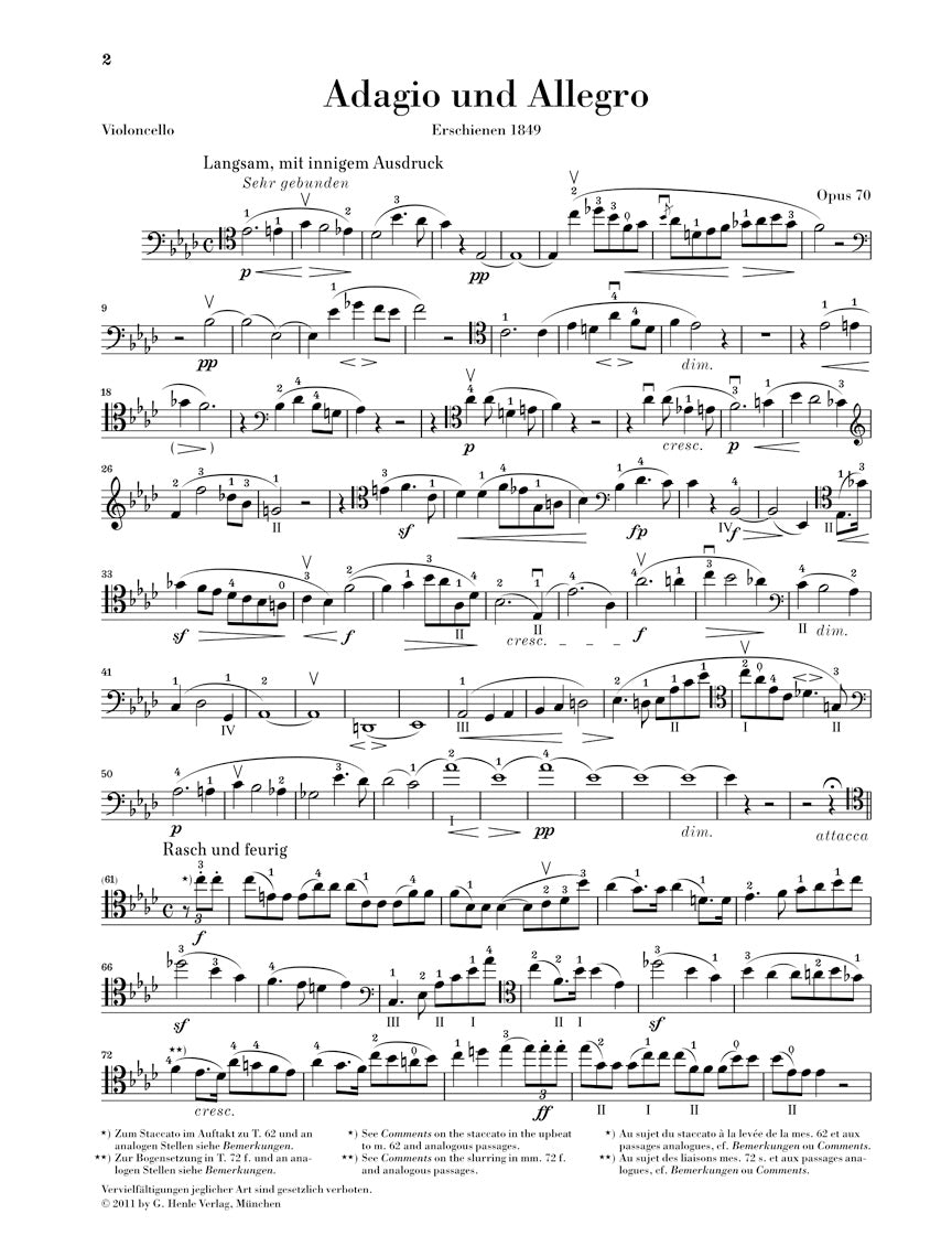 シューマン:アダージョとアレグロ op. 70