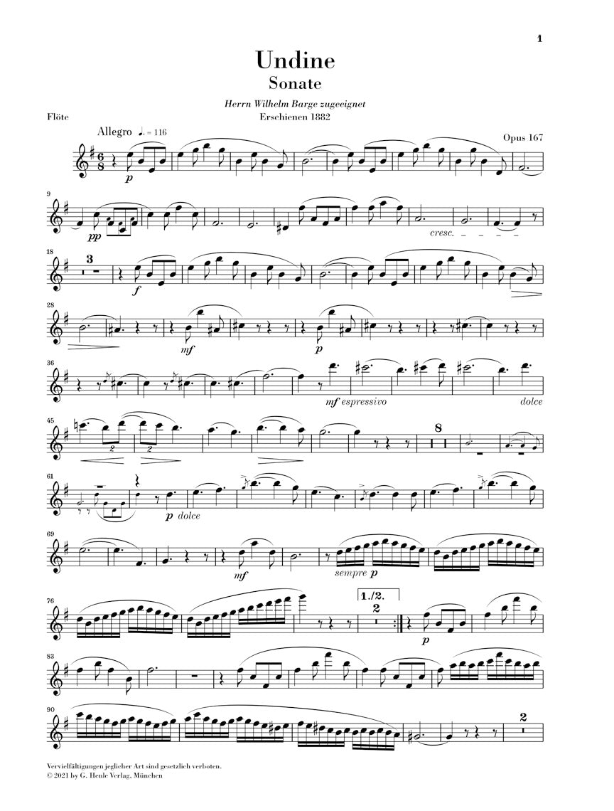ライネッケ:フルート・ソナタ op. 167 「ウンディーネ(水の精)」
