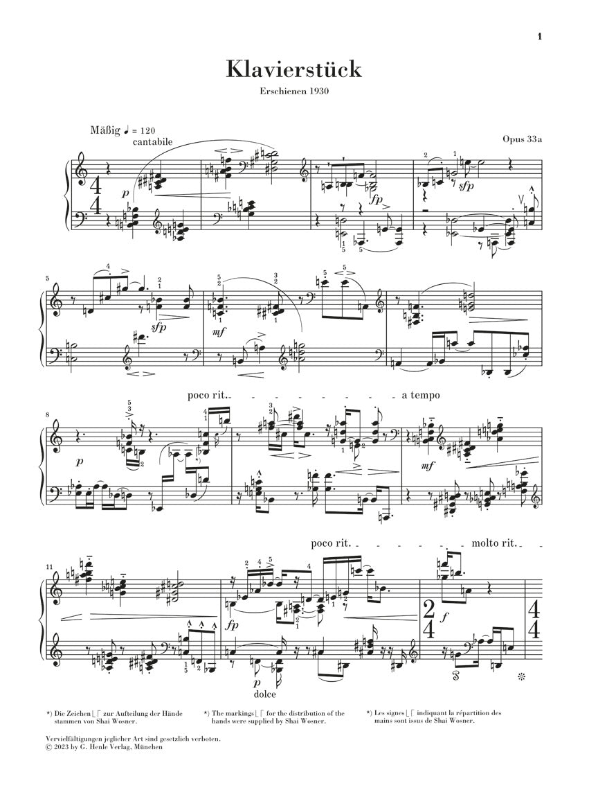 シェーンベルク:ピアノ曲 op. 33a, 33b